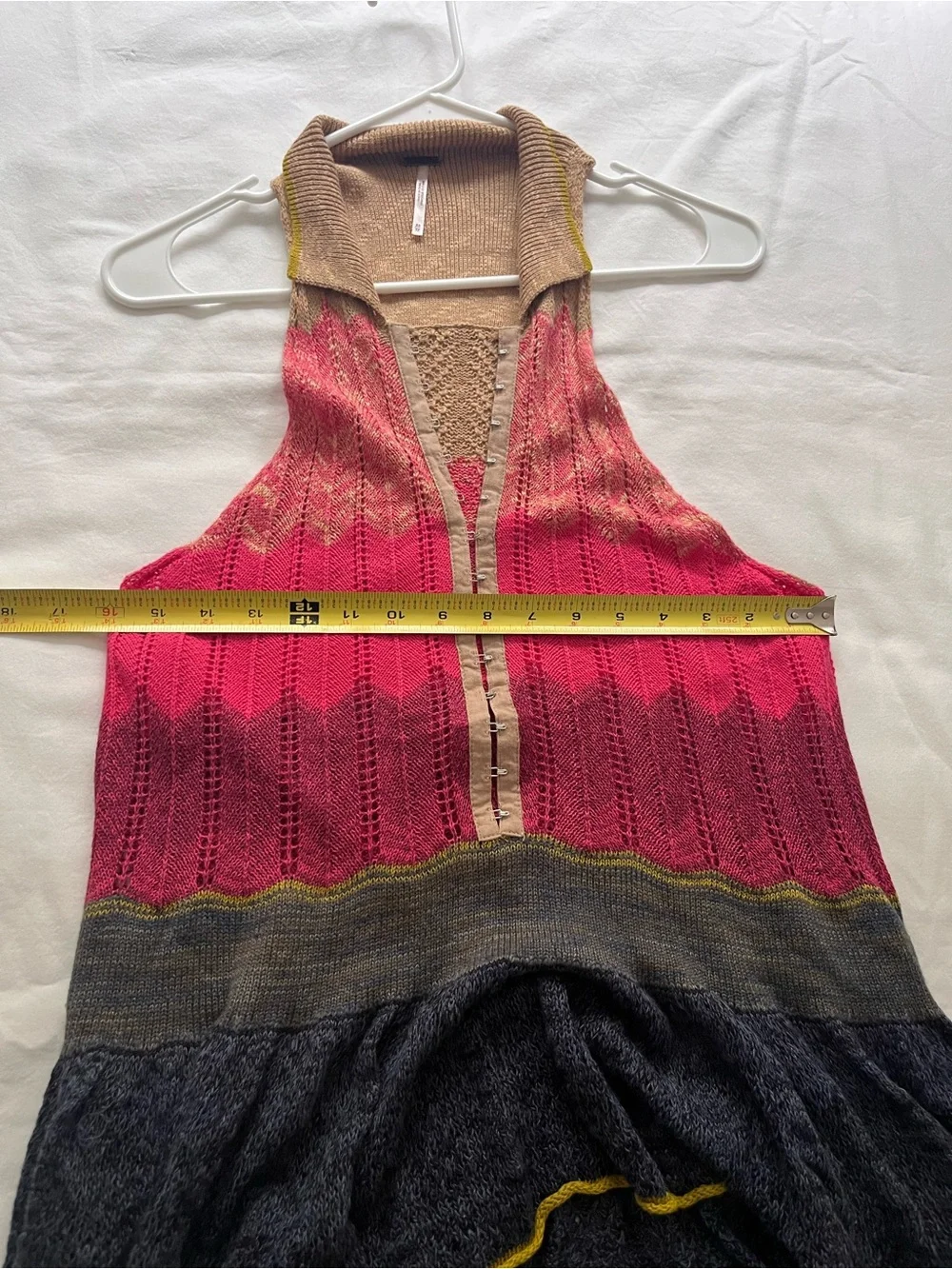 Free People Peplum Polo Knit Sweater Multicolor Sleeveless Boho XS